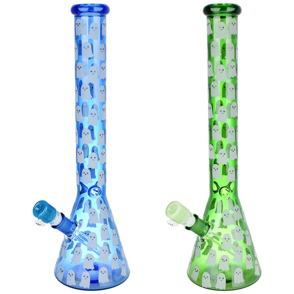 Ghostly Glow Beaker Water Pipe – 18″ / 14mm F / Colors Vary