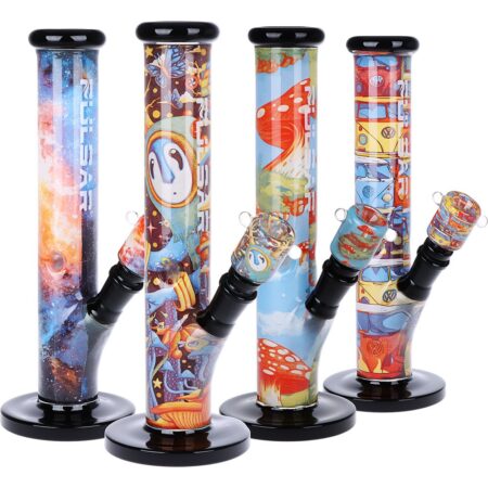 Pulsar Inside Print Straight Tube Glass Water Pipe | 11.25″
