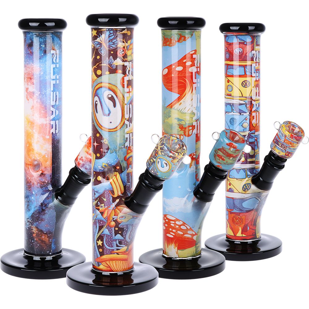 Pulsar Inside Print Straight Tube Glass Water Pipe | 11.25″