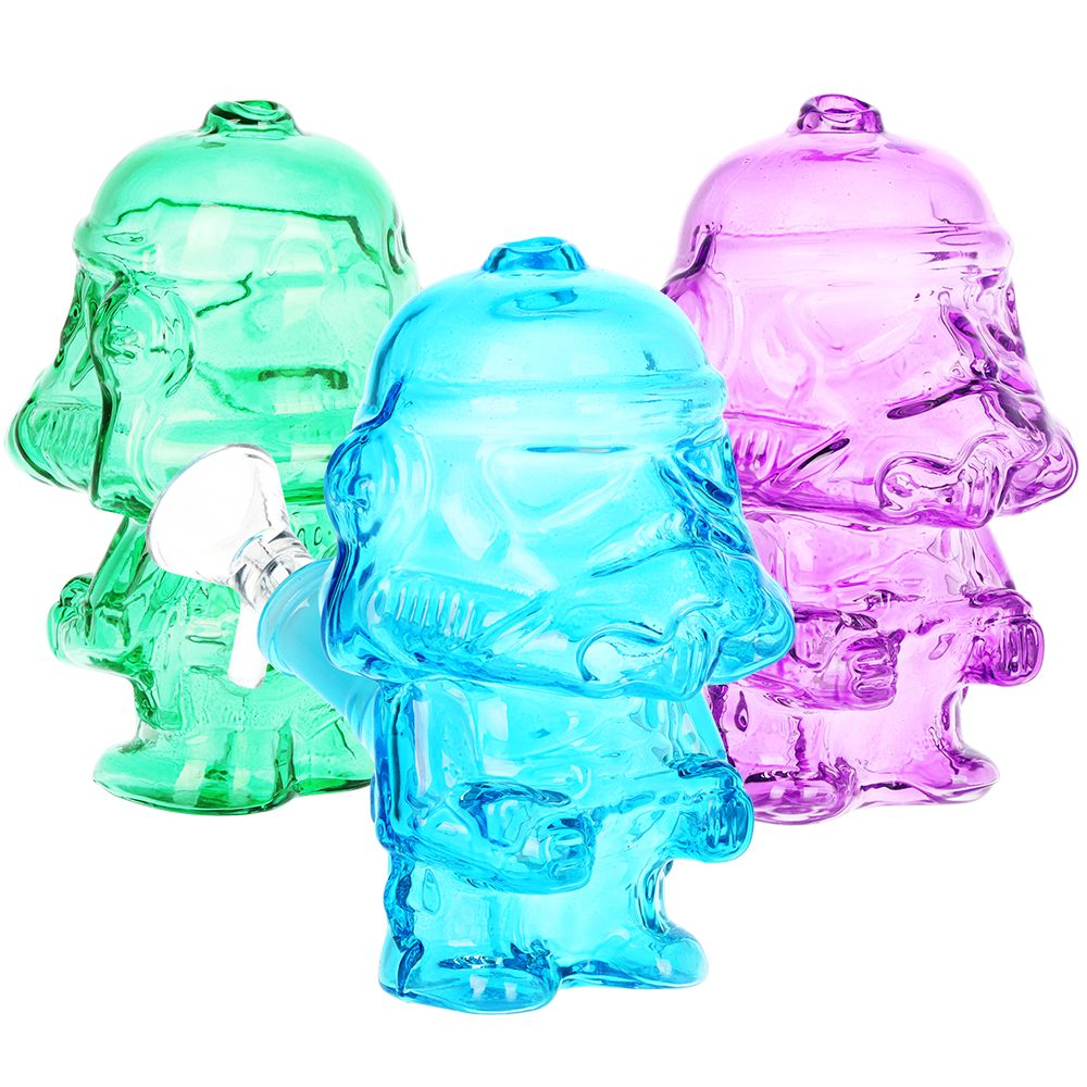 3CT BUNDLE – Smoke Trooper Glass Bubbler – 4.5″ / 14mm F / Assorted Colors