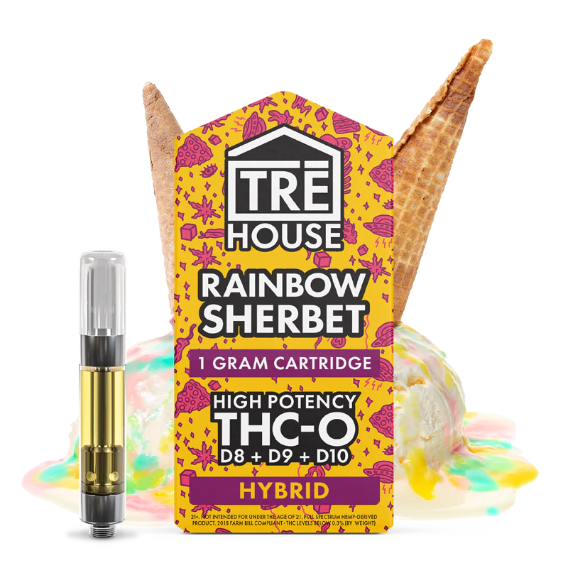 PROMO – FREE – Cartridges – Rainbow Sherbet – Delta Blend – THC-O – (5 Pack)