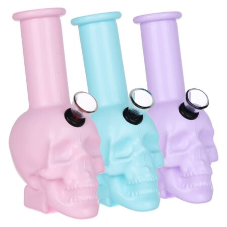 SeshGear Pastel Skull Glass Water Pipe – 6″ / Colors Vary