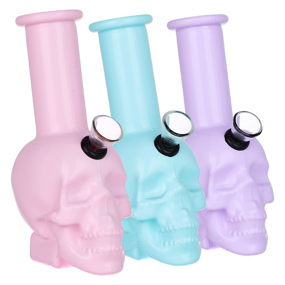 SeshGear Pastel Skull Glass Water Pipe – 6″ / Colors Vary