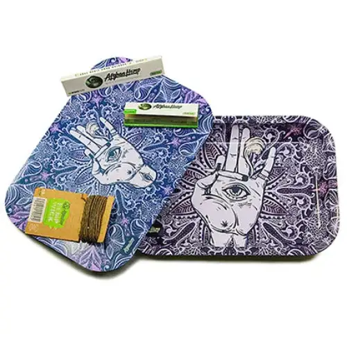 Afghan Hemp Metal Tray for Rolling and Organization - Image 12