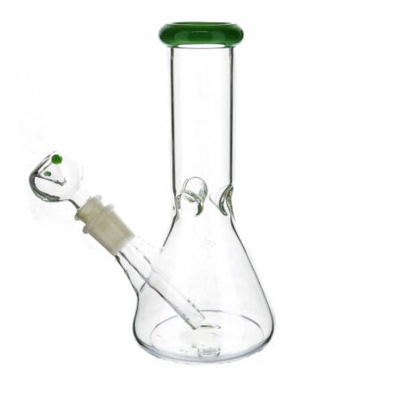 Glass Beaker Bong with Colored Mouth Piece 8 Inch