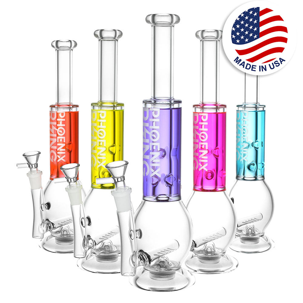 Phoenix Rising Blacklight Glycerin Water Pipe – 12″/14mm F/Clrs Vary