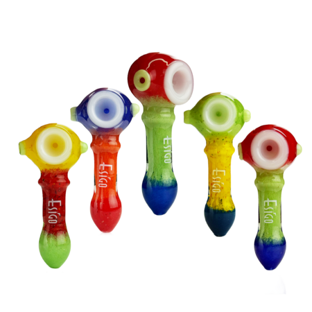 Tricolor Frit Glass Spoon Pipe, 4.5 Inch