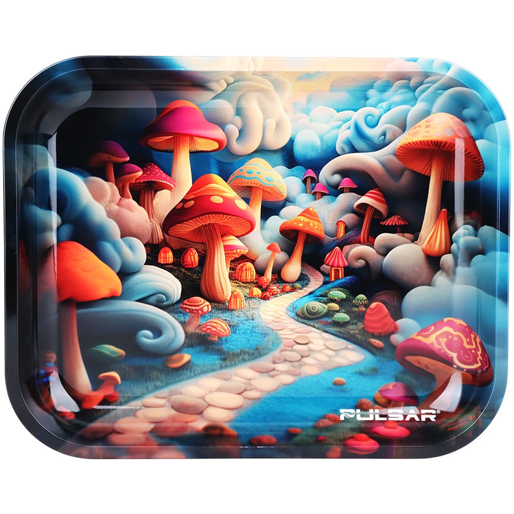 Pulsar Design Series Large Metal Rolling Tray – Shroom Path / 13″x11″