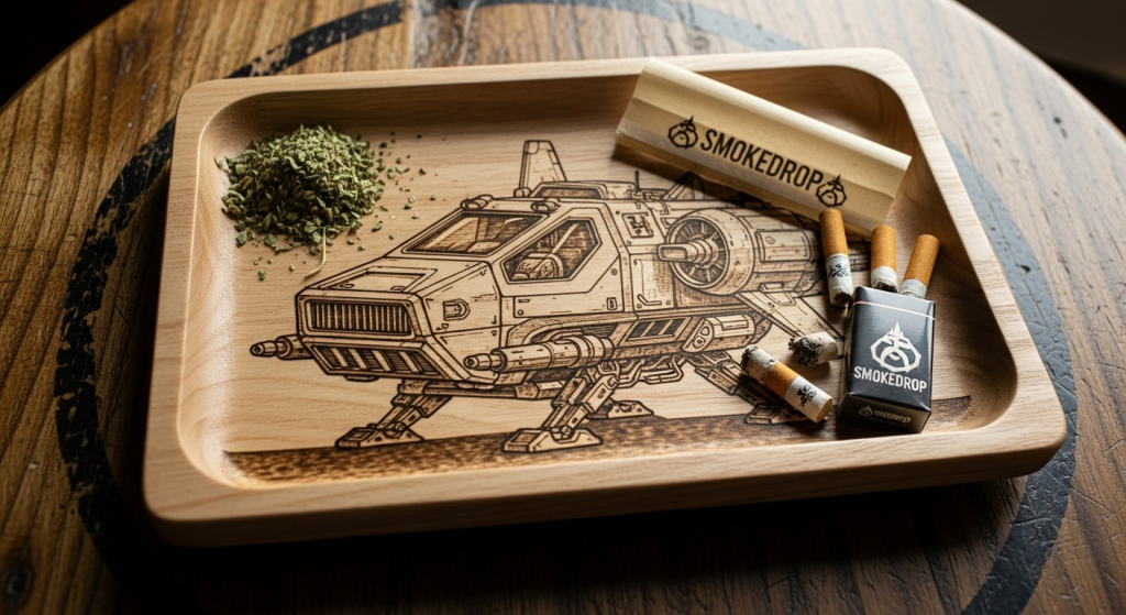 Dropship Rolling Tray With Smokedrop