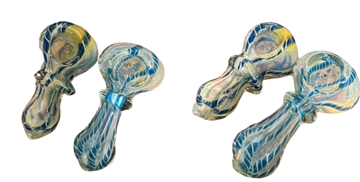 2.5” Silver Fume Ring Twisting Glass Hand Pipe