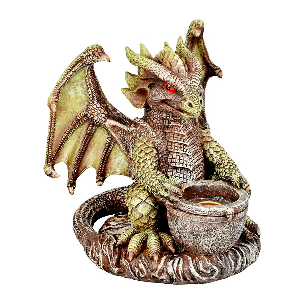 Rascally Dragon Decorative Polyresin Votive Candle Holder Figurine – 6.5″