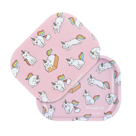 Pulsar Mini Metal Rolling Tray w/ Lid – Caticorns / 7″x5.5″