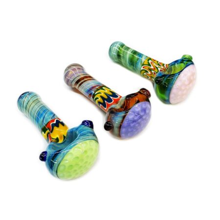 Swirling Reversal Glass Hand Pipe with Honeycomb Design 4.5 Inch