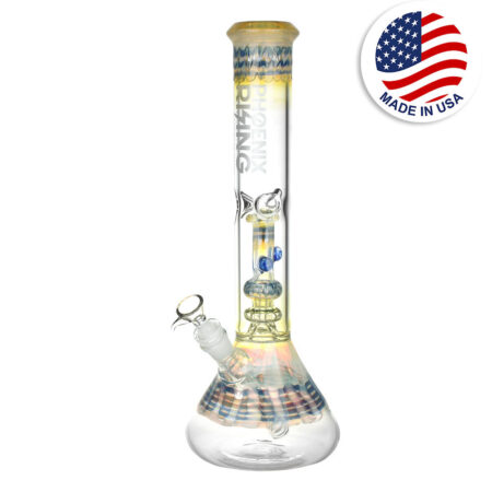 Phoenix Rising Mini Pipe Perc Beaker Water Pipe - 15"/19mm F