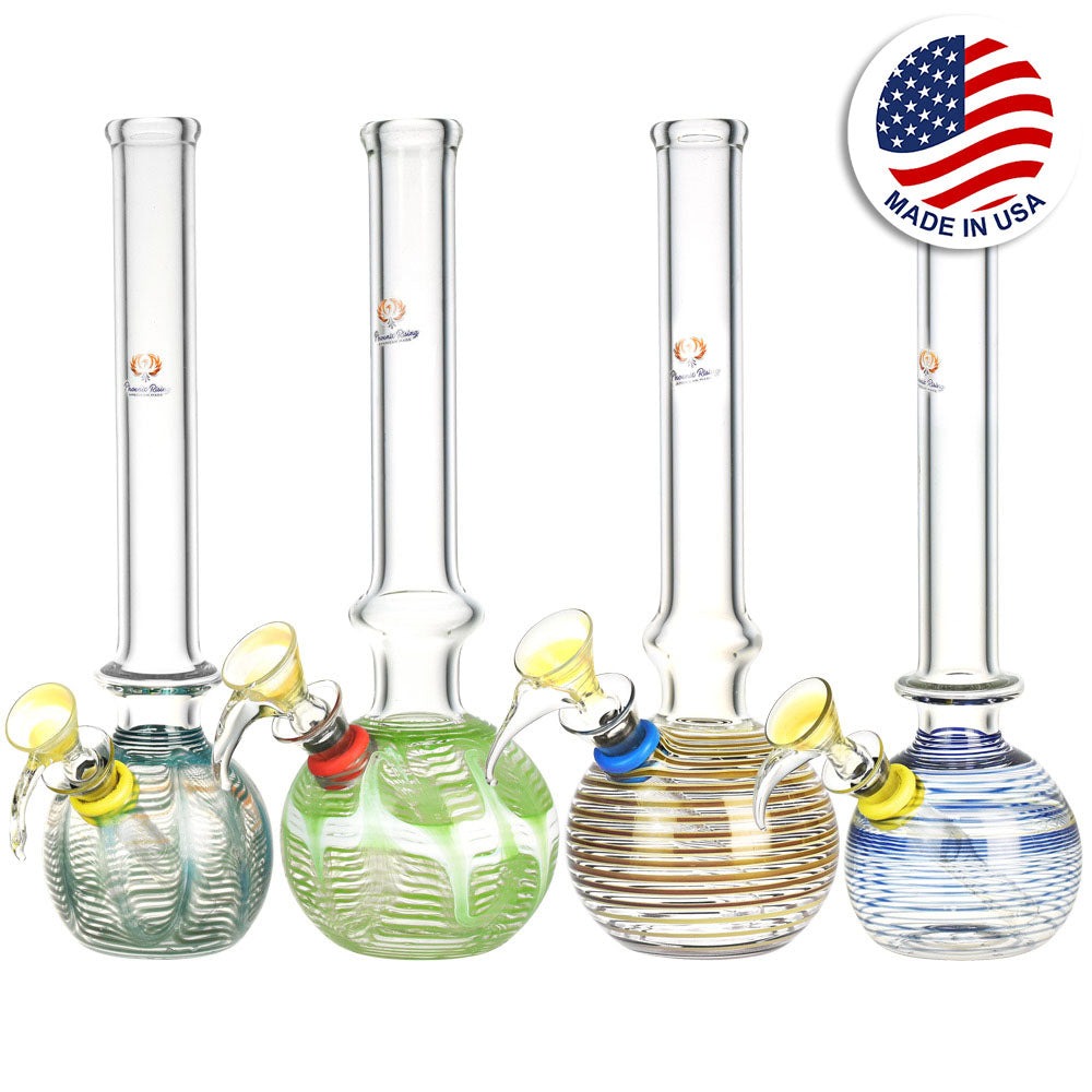 Phoenix Rising Worked Round Base Water Pipe – 9.5″/Colors Vary