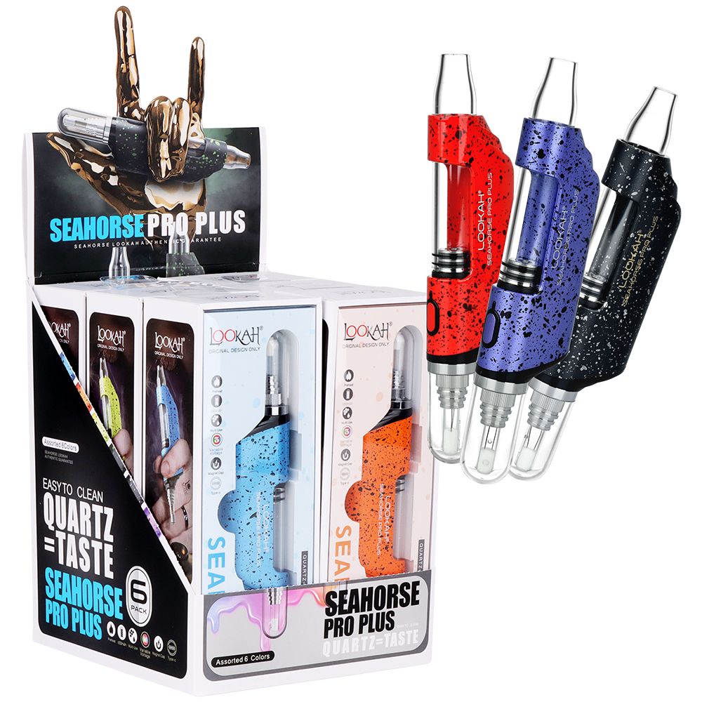6CT DISPLAY – Lookah Seahorse PRO Plus Electric Dab Pen Spatter Edition – 650mAh / Assorted Colors