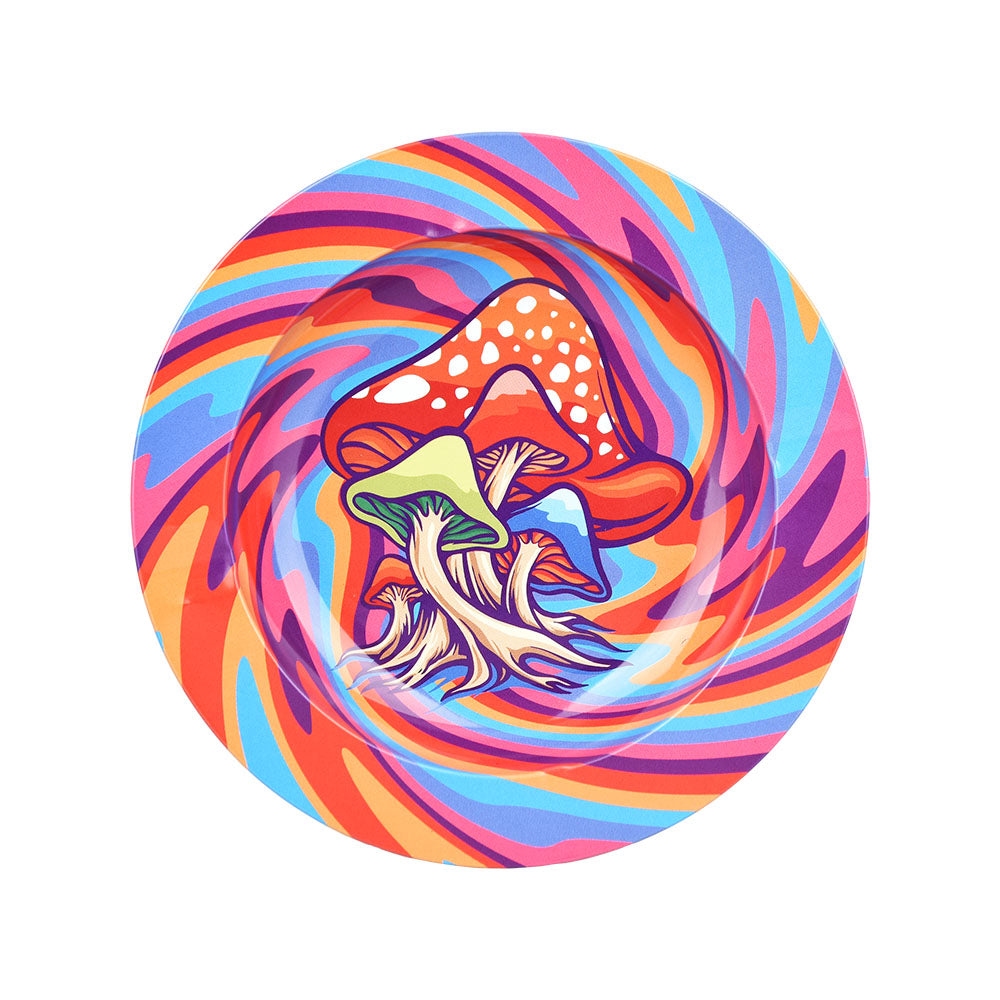 Mushroom Swirl Round Metal Ashtray – 5.25″