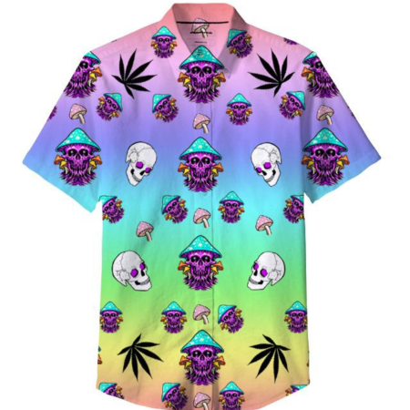 Botanical Skull & Mushroom Print Shirt