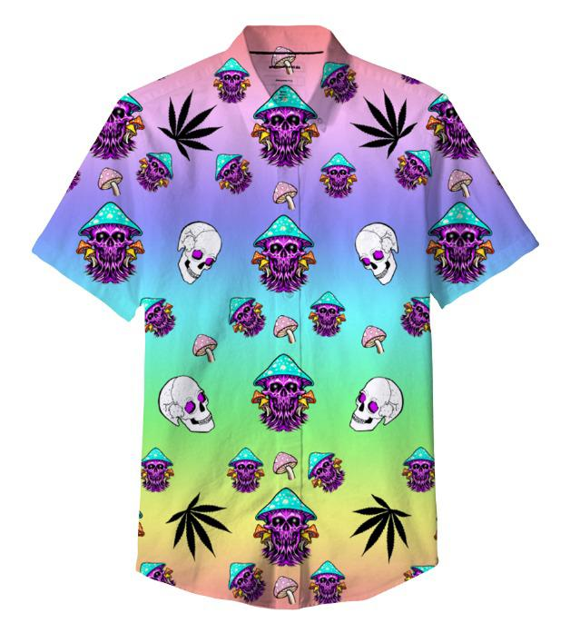 Botanical Skull & Mushroom Print Shirt