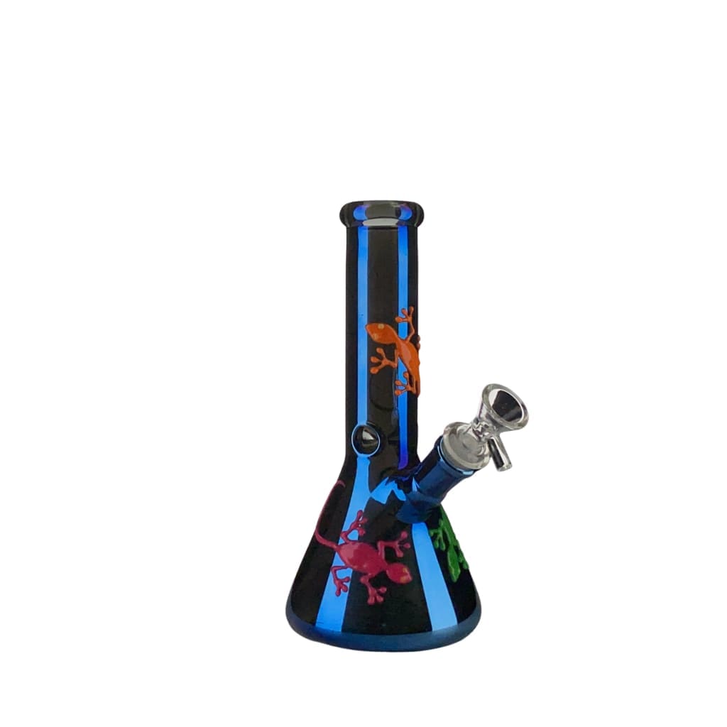 Glass Beaker Water Pipe with Artistic Rainbow Design