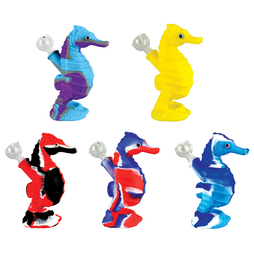 Seahorse Silicone Waterpipe – 6″ / Colors Vary