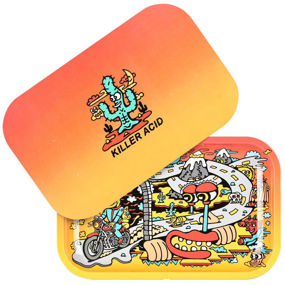 Pulsar Metal Rolling Tray W/ Lid – Road Trip / 11″ x 7″