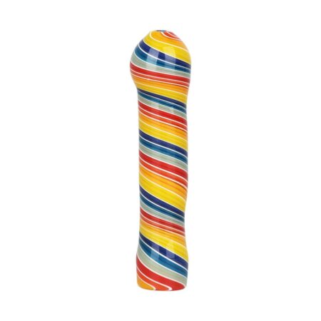 Rainbow Spirals Glass Chillum – 3.5″
