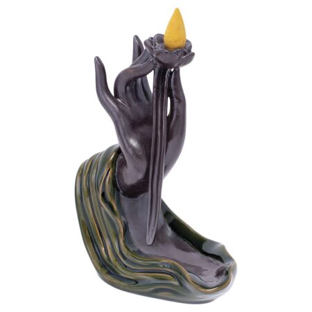 Fujima Hand with Lotus Backflow Cone Incense Burner – 6.5″