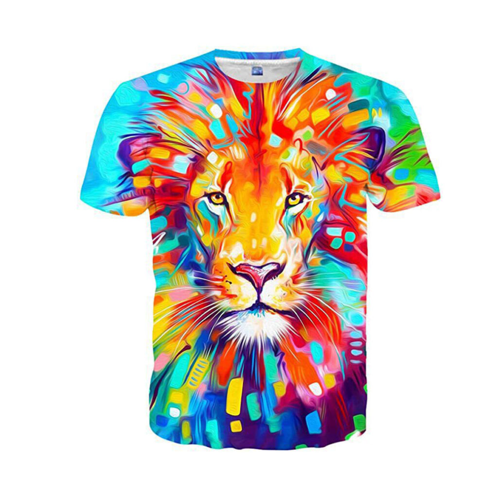 Lion Graphic Polyester Tee Shirt Collection – 6 Pack