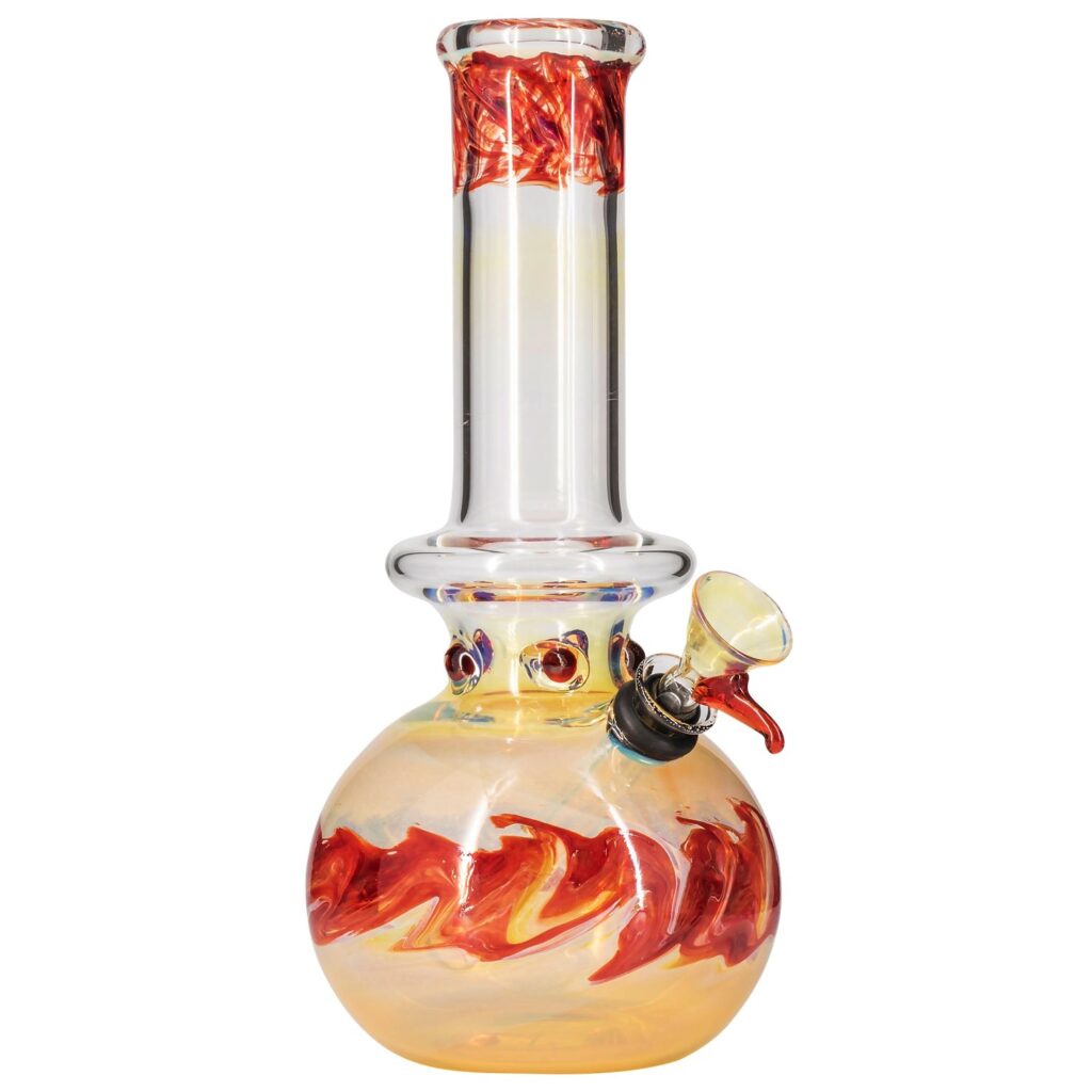 LA Pipes Time Traveler Silver Fumed Pull-Stem Bubble Bong 8″