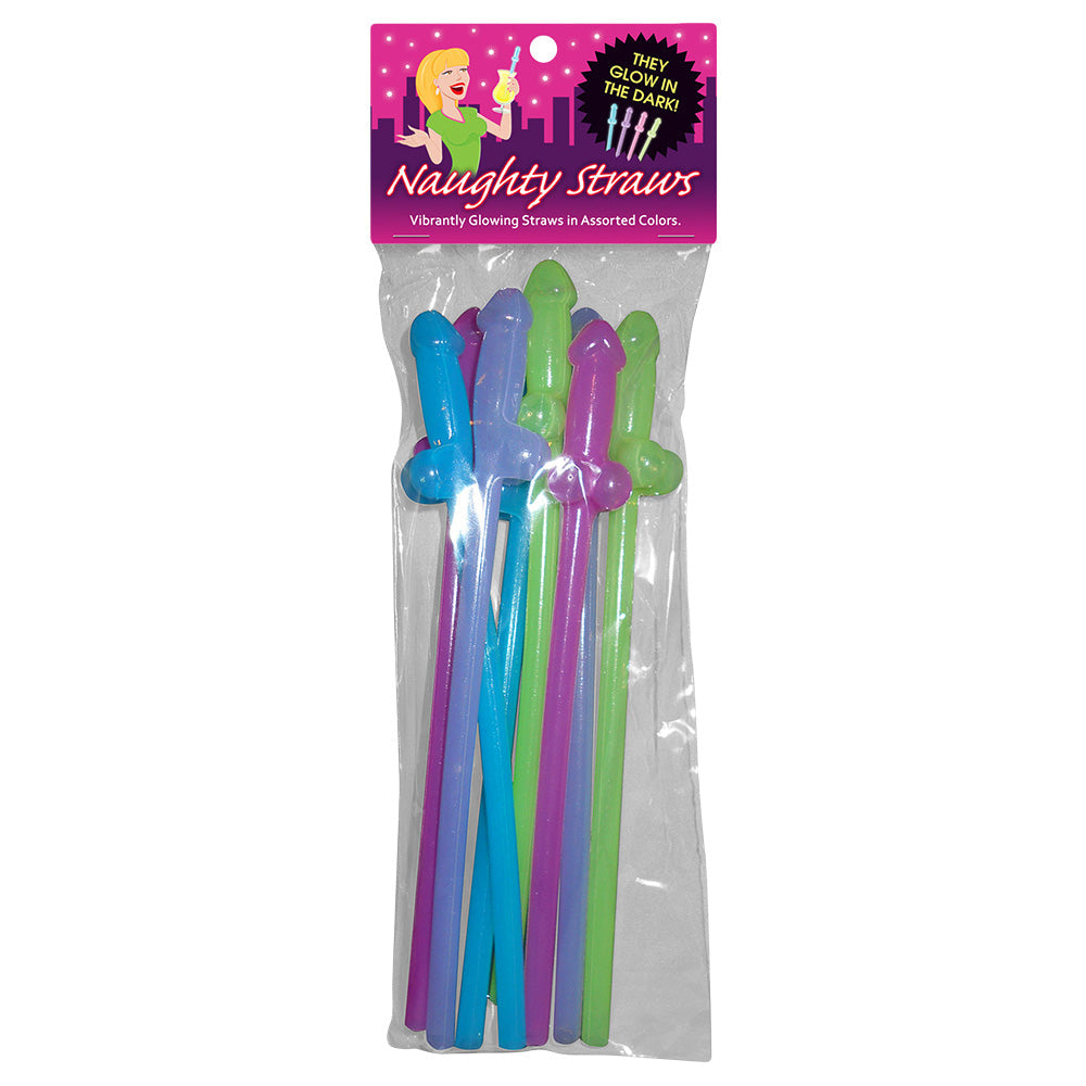 Glow In The Dark Naughty Straw – 8pc/8″/Assorted Colors
