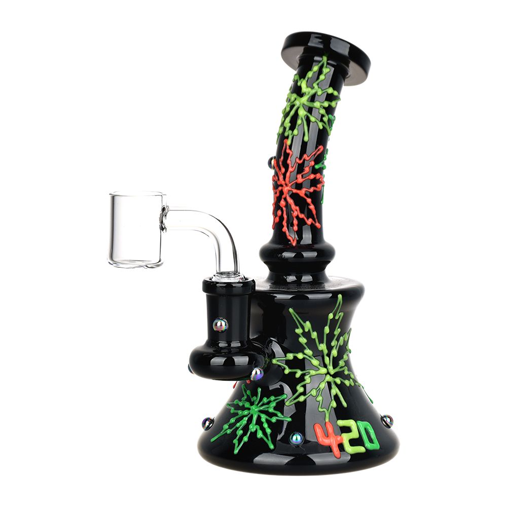 Neon Hemp Leaf Glow In The Dark Dab Rig – 6.5″ / 14mm F