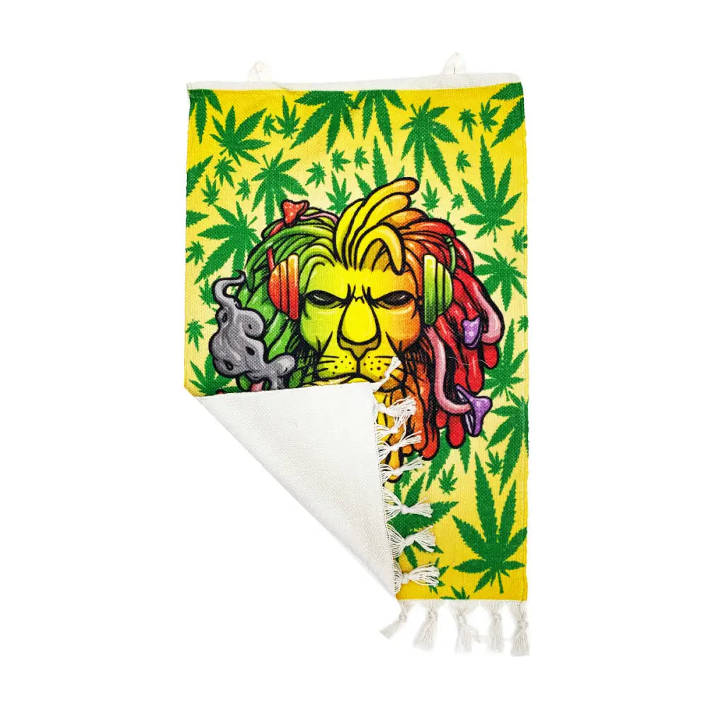 Lion Pride Wall Hanging with Smoking Lion and Lush Leaves