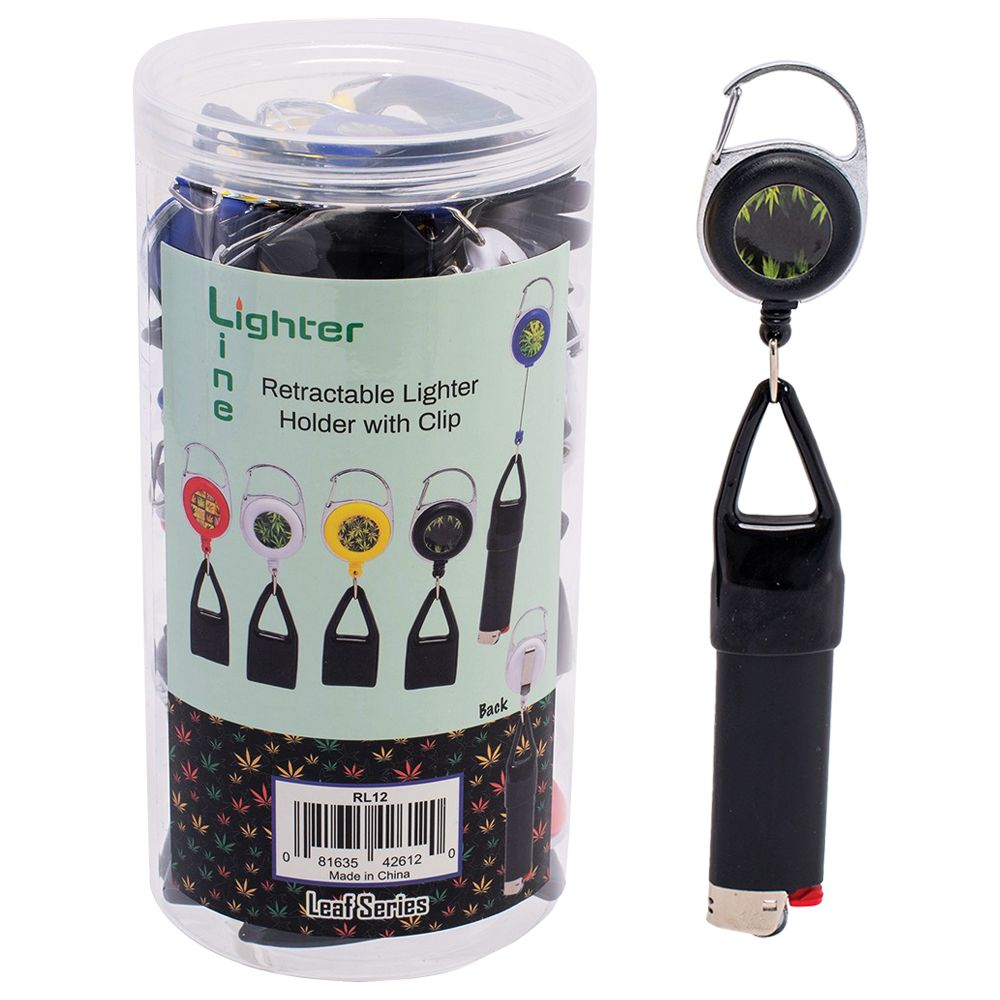 30CT JAR – Lighter Line Retractable Lighter Holder w/ Clip – Leaf Series