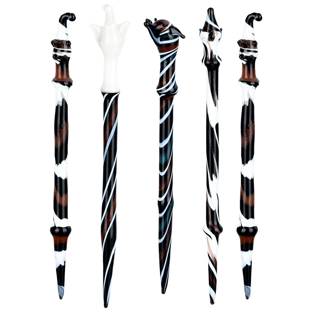 Striped Animal Head Glass Dab Tool 5.25″ / 10CT