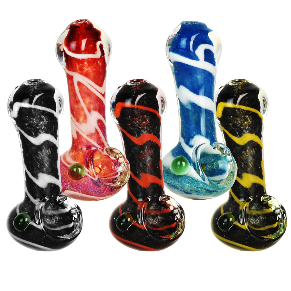 Colorful Worked Striped Spoon Pipe – 3″ / Colors Vary