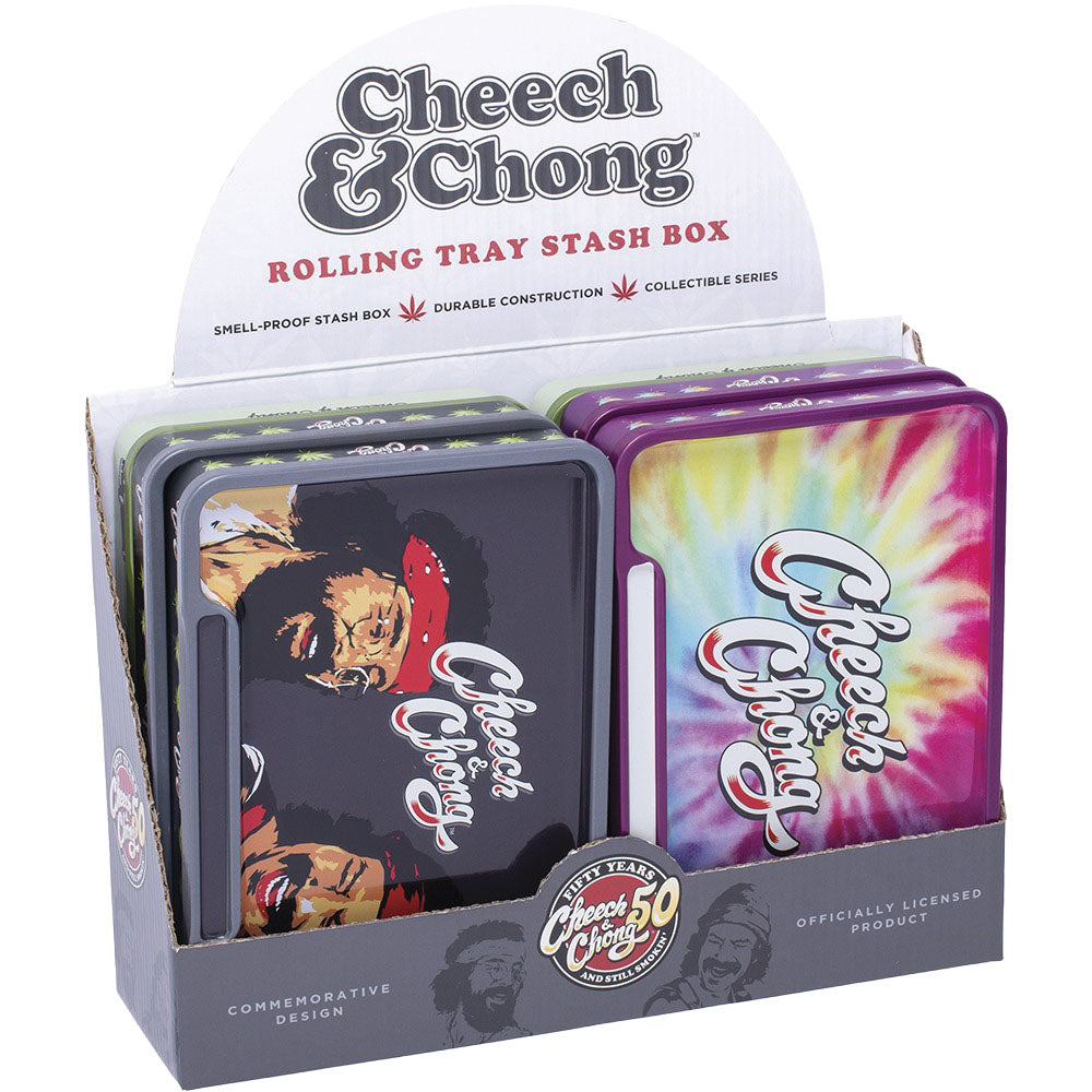Cheech & Chong Rolling Tray Stash Box | 8″x5.75″ | Asst | 6pc Display