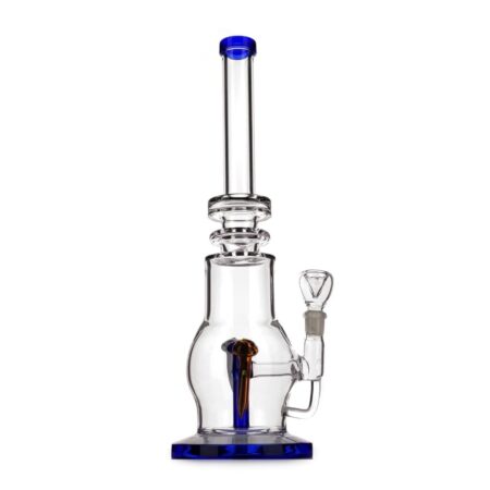 Clear Glass Bong with Blue and Orange Mushroom Percolator