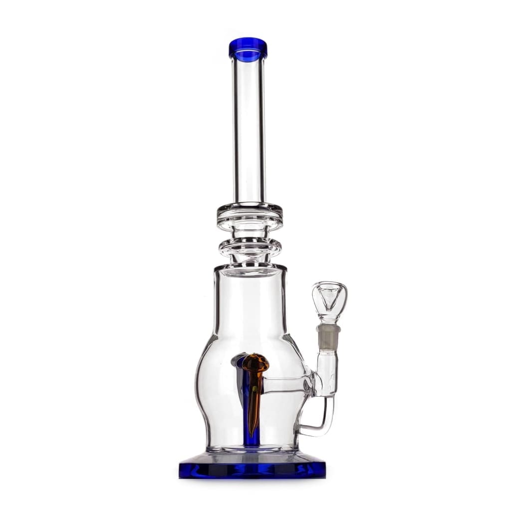 Clear Glass Bong with Blue and Orange Mushroom Percolator