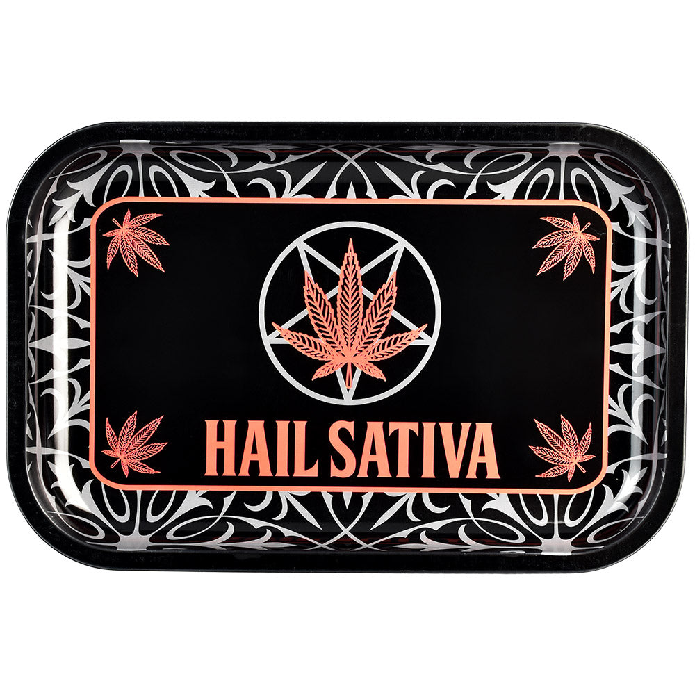 Hail Sativa Metal Rolling Tray – 11.25″ x 7.5″