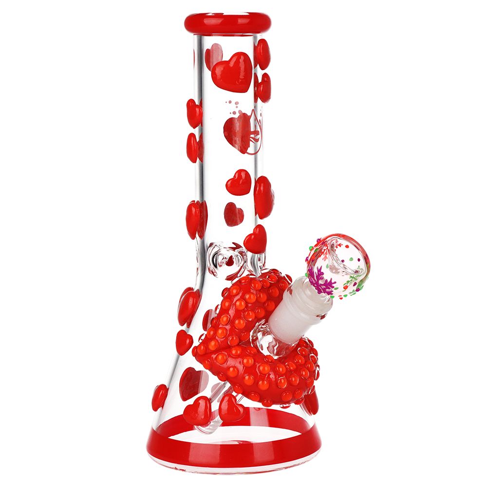 Pulsar Kiss My Lips Glow In Dark Beaker Glass Water Pipe – 9.75″ / 14mm F