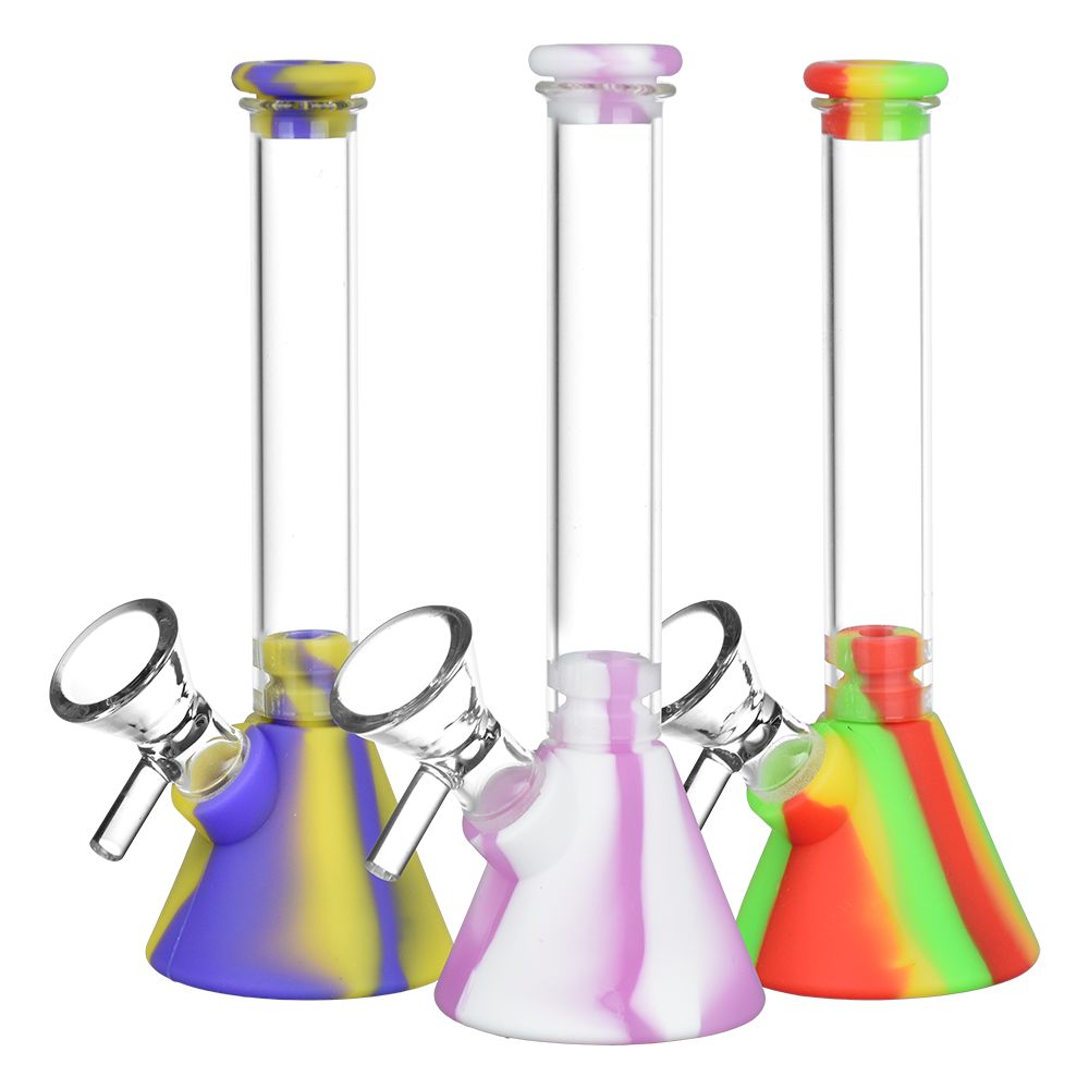 Silicone on Glass Beaker Water Pipe – 6″ / 14mm F 6ct