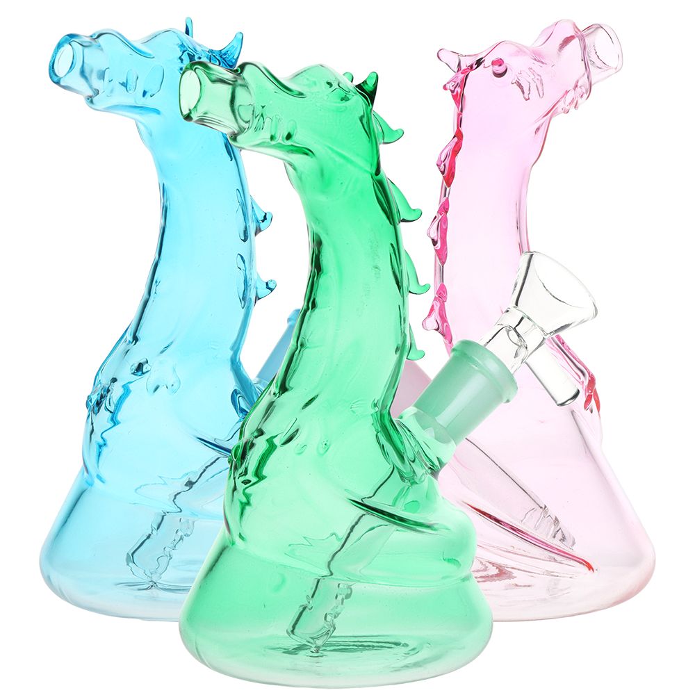 Puff the Magic Dragon Glass Water Pipe – 6″ / 14mm F / Colors Vary
