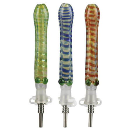 Glass Dab Straw w/ 10mm Titanium Tip – 6″ / Colors Vary
