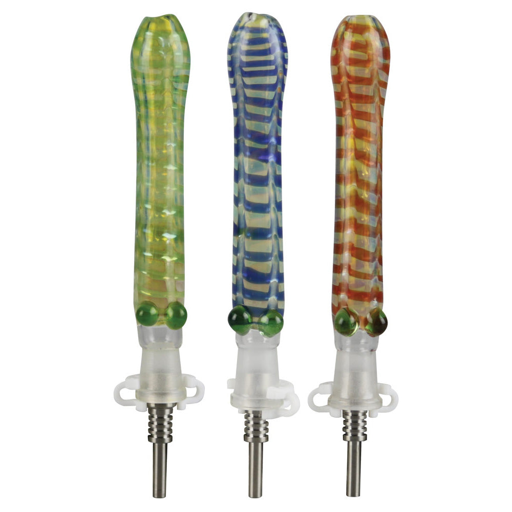 Glass Dab Straw w/ 10mm Titanium Tip – 6″ / Colors Vary