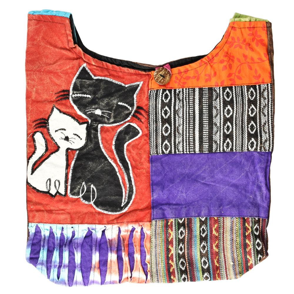 ThreadHeads Kitten Couple Patchwork Sling Bag