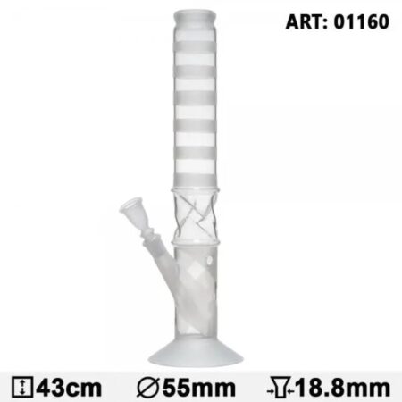 Trippy Boxed Design Straight Tube Bong with Warped Glass Center