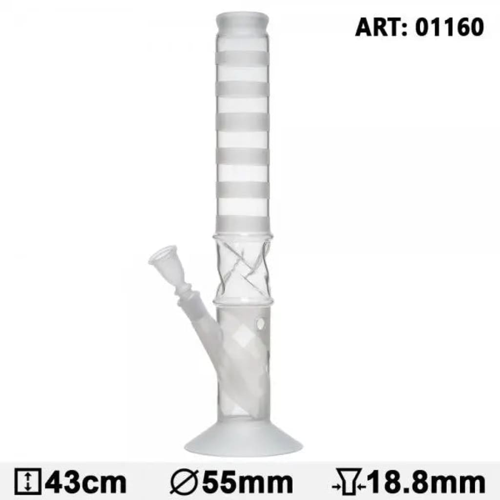 Trippy Boxed Design Straight Tube Bong with Warped Glass Center