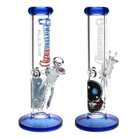 Grateful Dead x Pulsar Straight Tube Glass Bong – 11.75″ / 14mm F