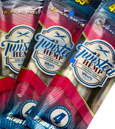 Twisted Hemp Organic Natural 4 Wraps Per Pack Tropical Breeze Flavor (3 Count)